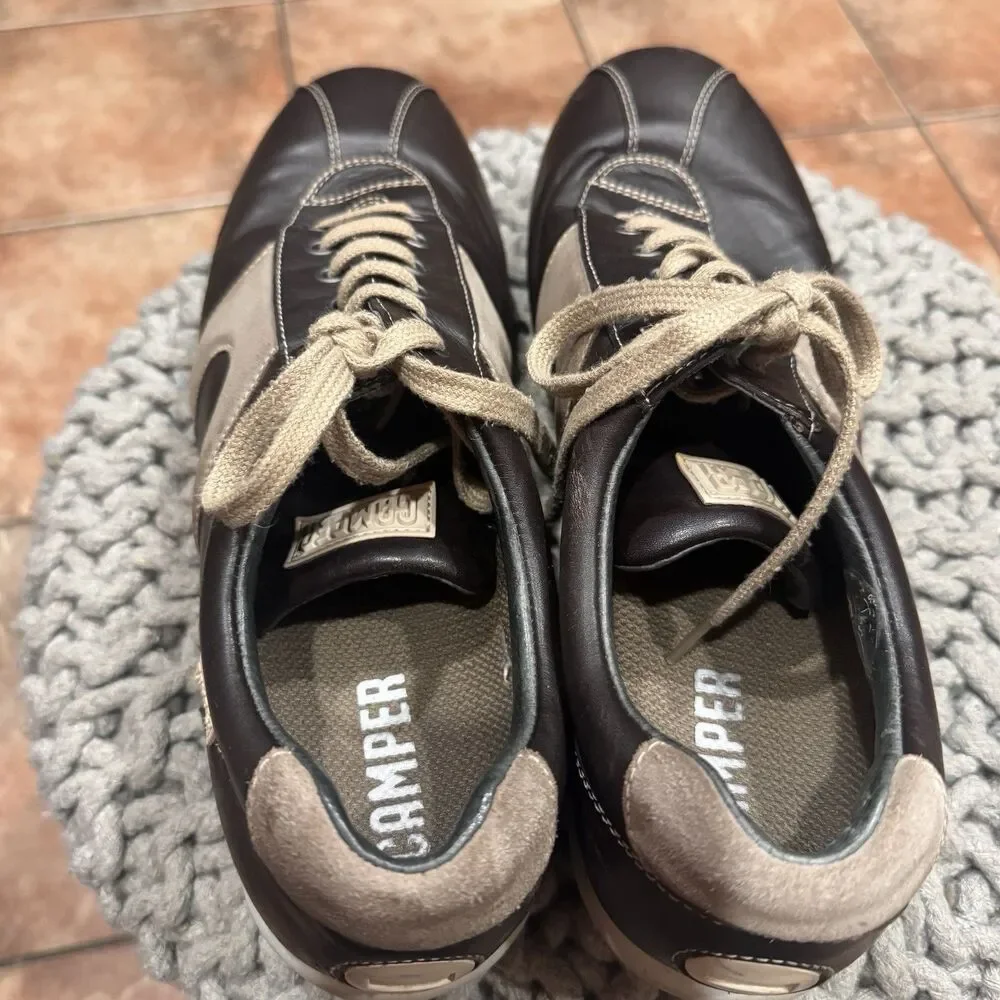 VTG CAMPER Pelotas Brown Leather Low Top Casual Sneakers Shoes Mens 46 US 12